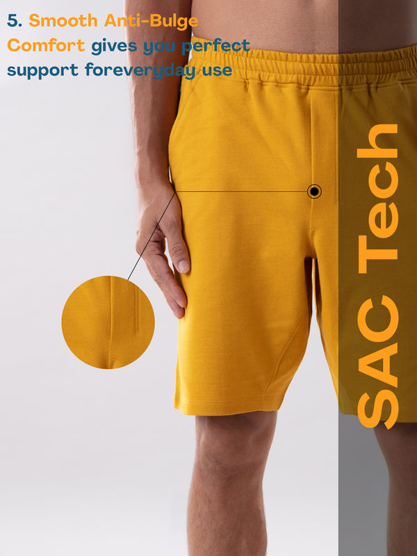 Anti Stain & Anti Odor Shorts with SAC Tech & Smart Pocket - Mustard