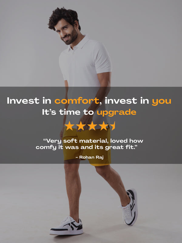 Anti Stain & Anti Odor Shorts with SAC Tech & Smart Pocket - Mustard