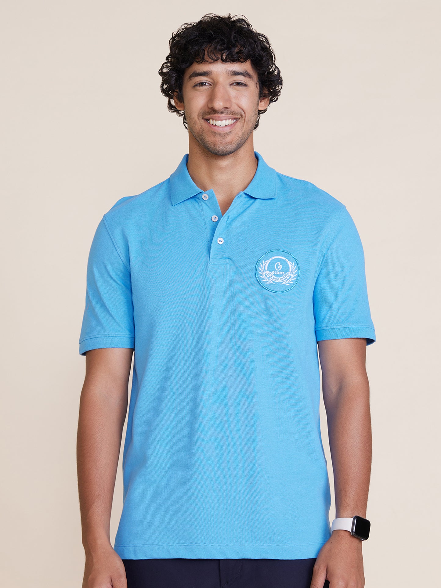 Badge Polo T-Shirt Blue