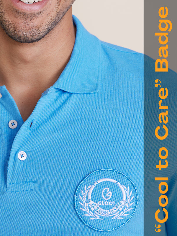 Badge Polo T-Shirt Blue