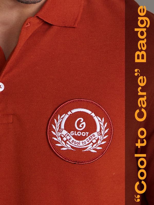 Badge Polo T-Shirt Rust