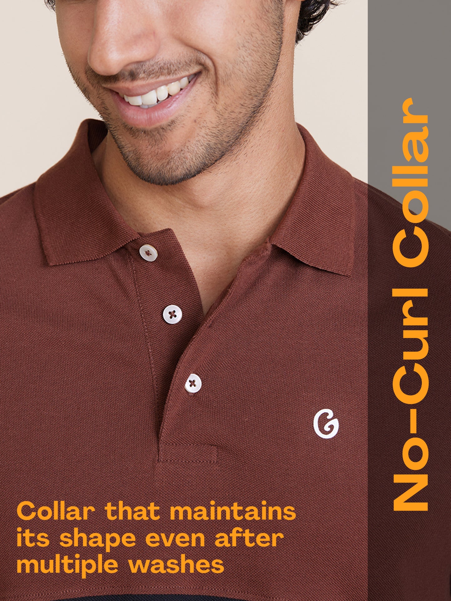 Color Block Polo T-shirt Brown
