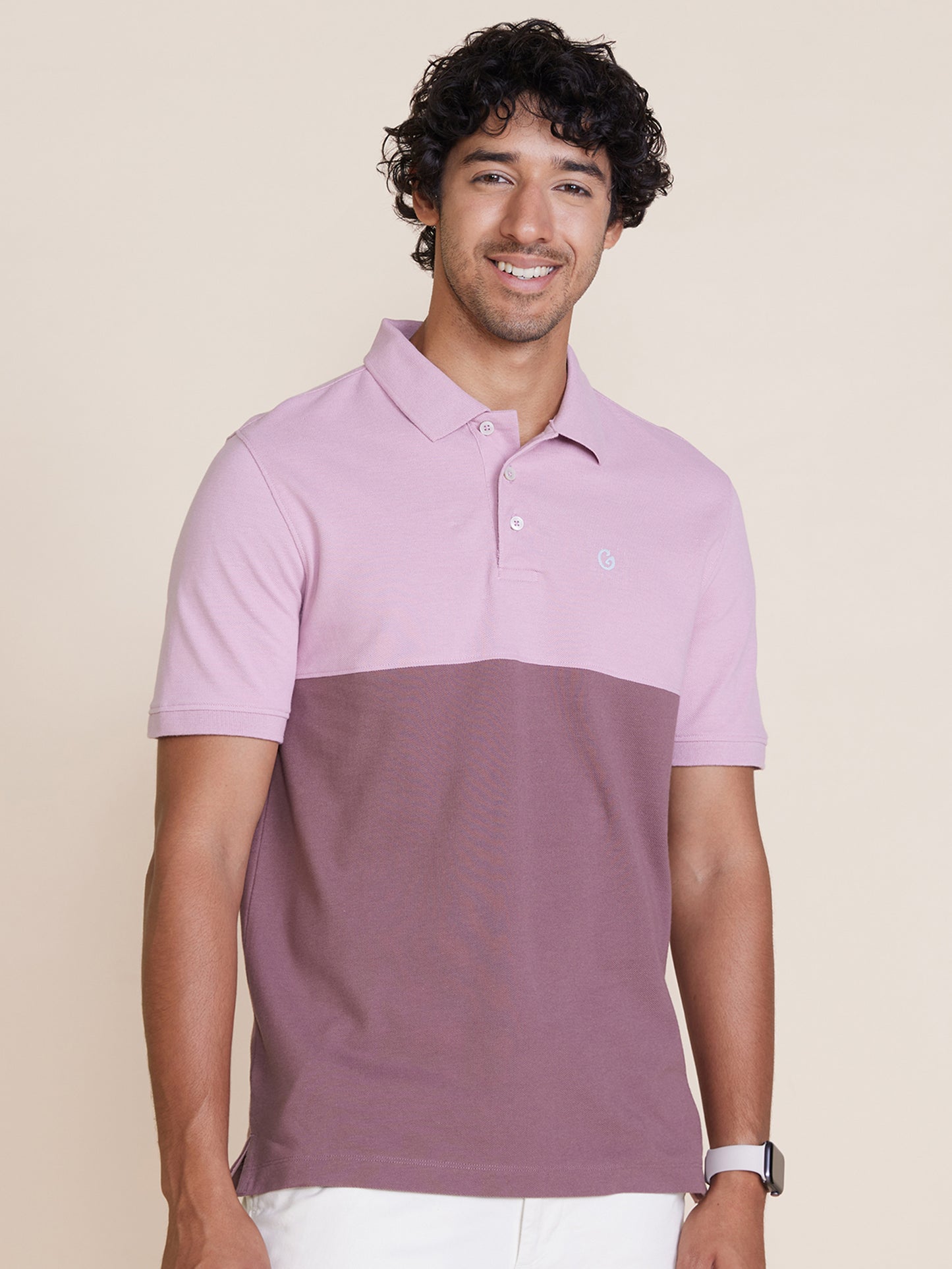 Color Block Polo T-shirt Lavender