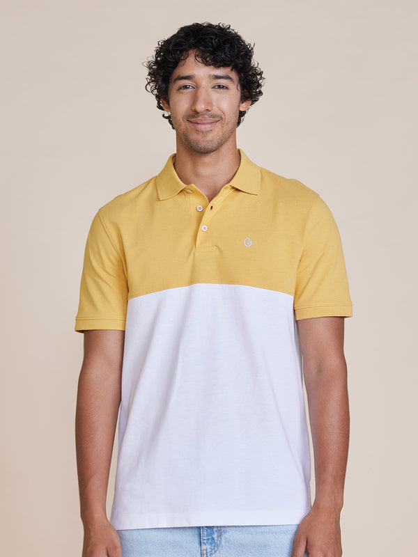 Color Block Polo T-Shirt Yellow