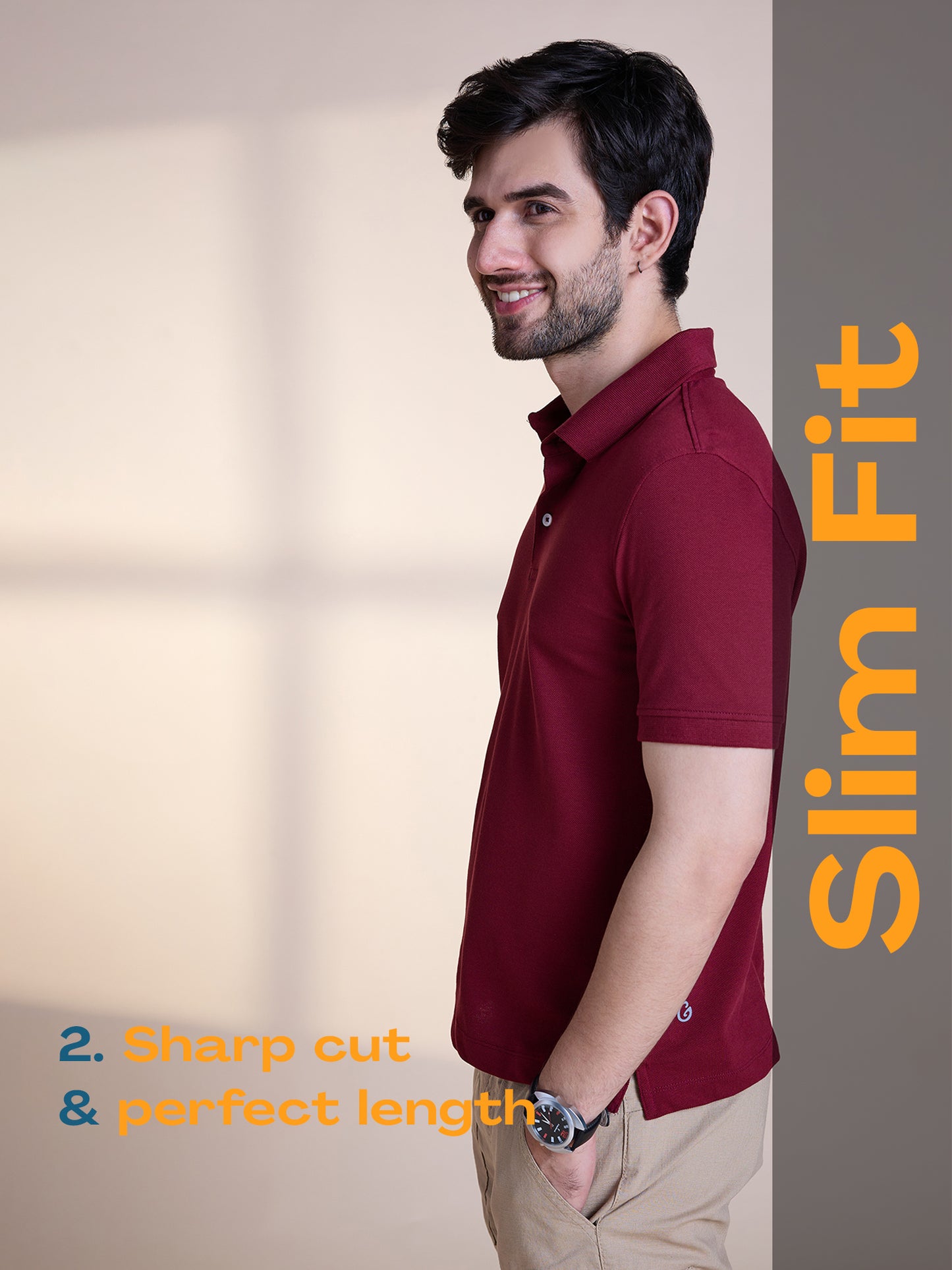 Anti Stain & Anti Odor Cotton Polo with No - Curl Collar - Astra Dust