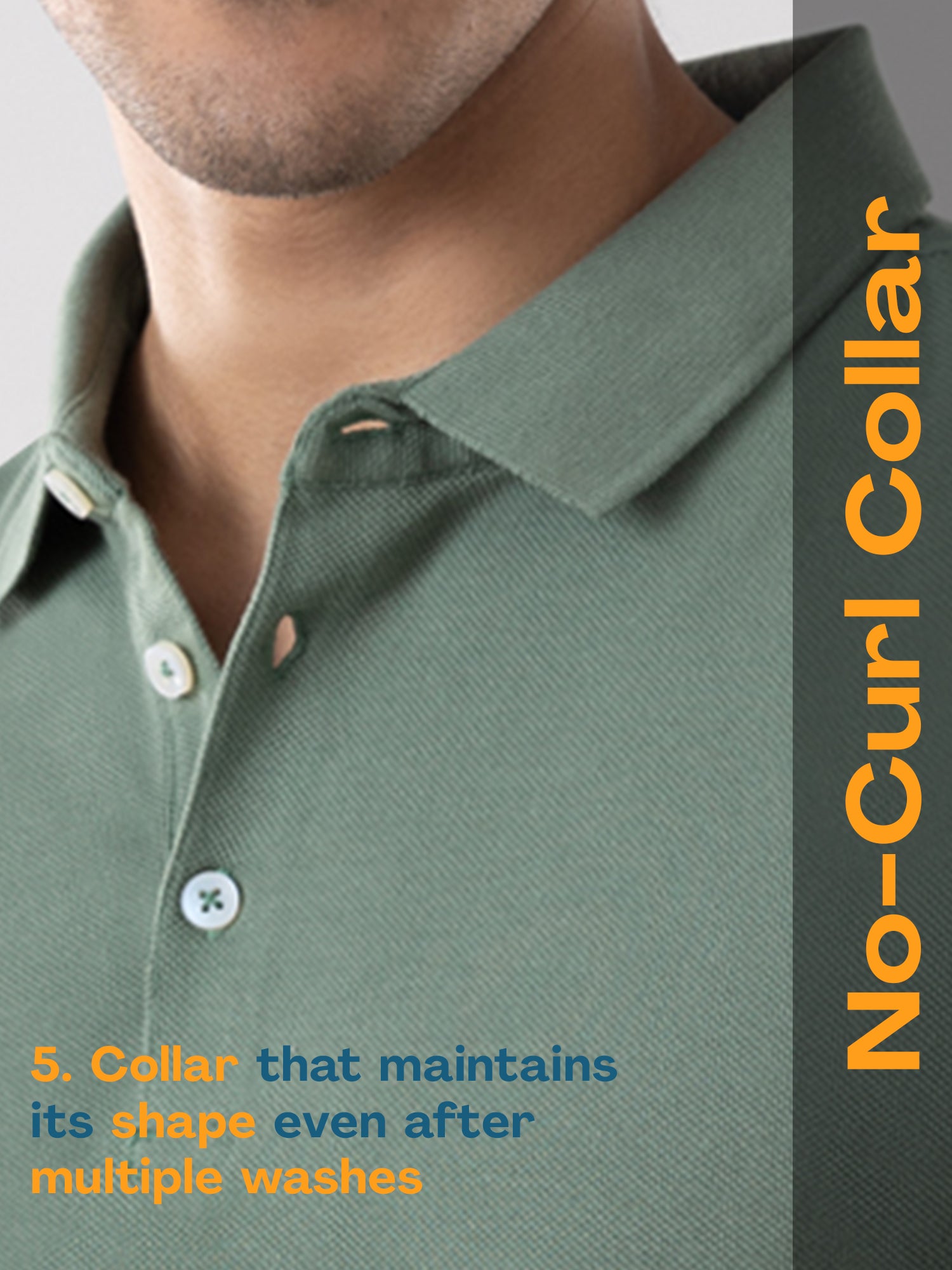 Anti Stain & Anti Odor Cotton Polo with No - Curl Collar - Forest