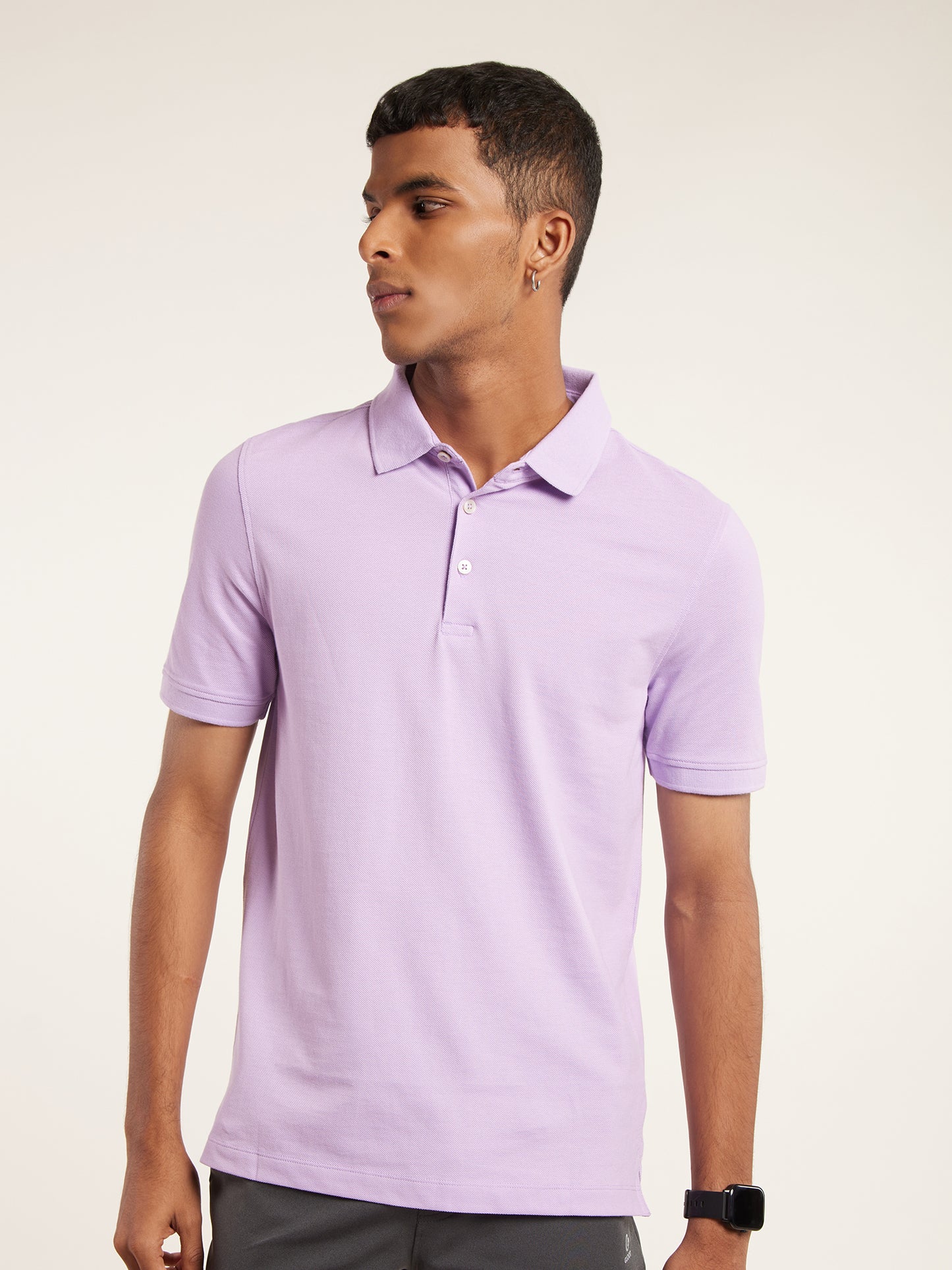 Anti Stain & Anti Odor Cotton Polo with No - Curl Collar - Lavender – Gloot