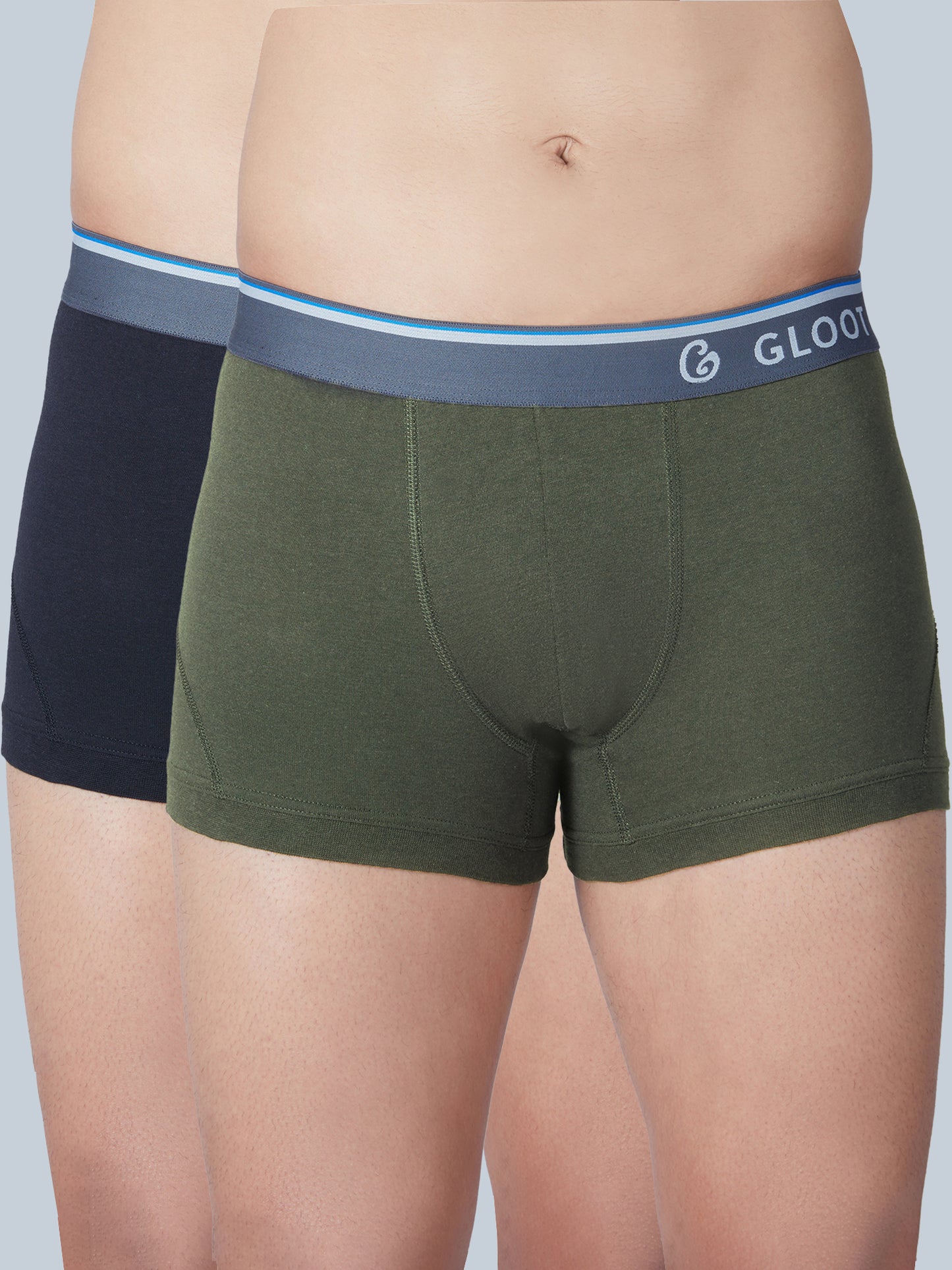 Butter Blend Cotton Trunk with No Itch elastic and Anti Odour Pack of 2 - GLI019 - Multicolor
