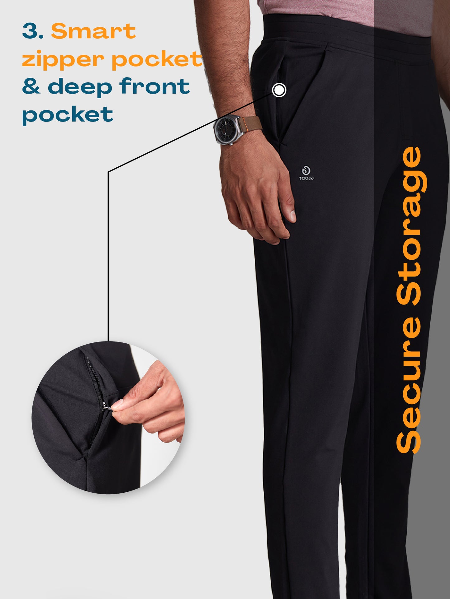 Active Sports Pants 360° Stretch Slim Fit Black