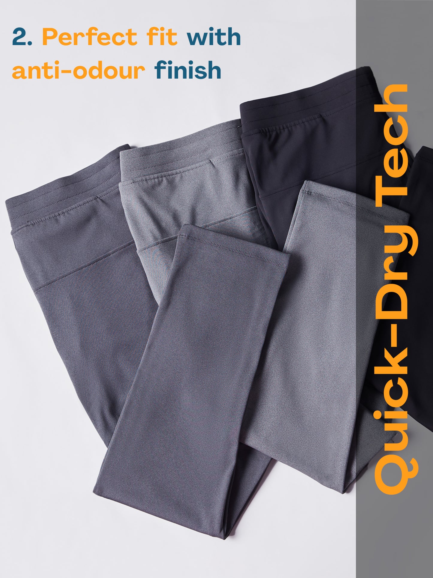 Active Sports Pants 360° Stretch Slim Fit Charcoal