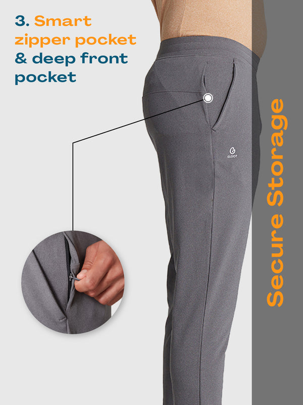 Active Sports Pants 360° Stretch Slim Fit Light Grey