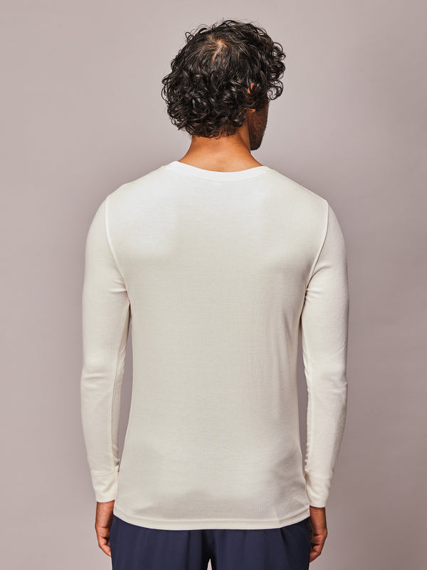 Gloot Men's High-End Acrylic Viscose Long Sleeve Thermal Top Ivory White