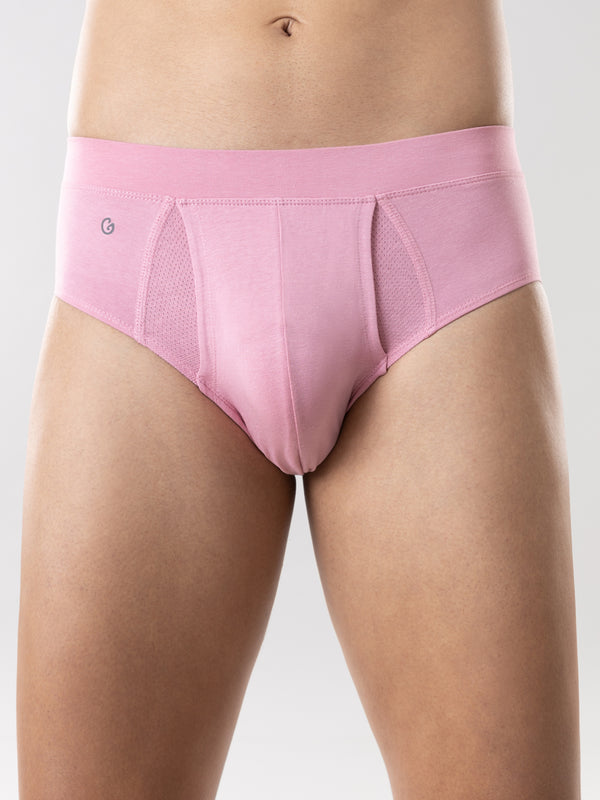 Anti Odor Cotton Tencel Cooling Brief - Pink